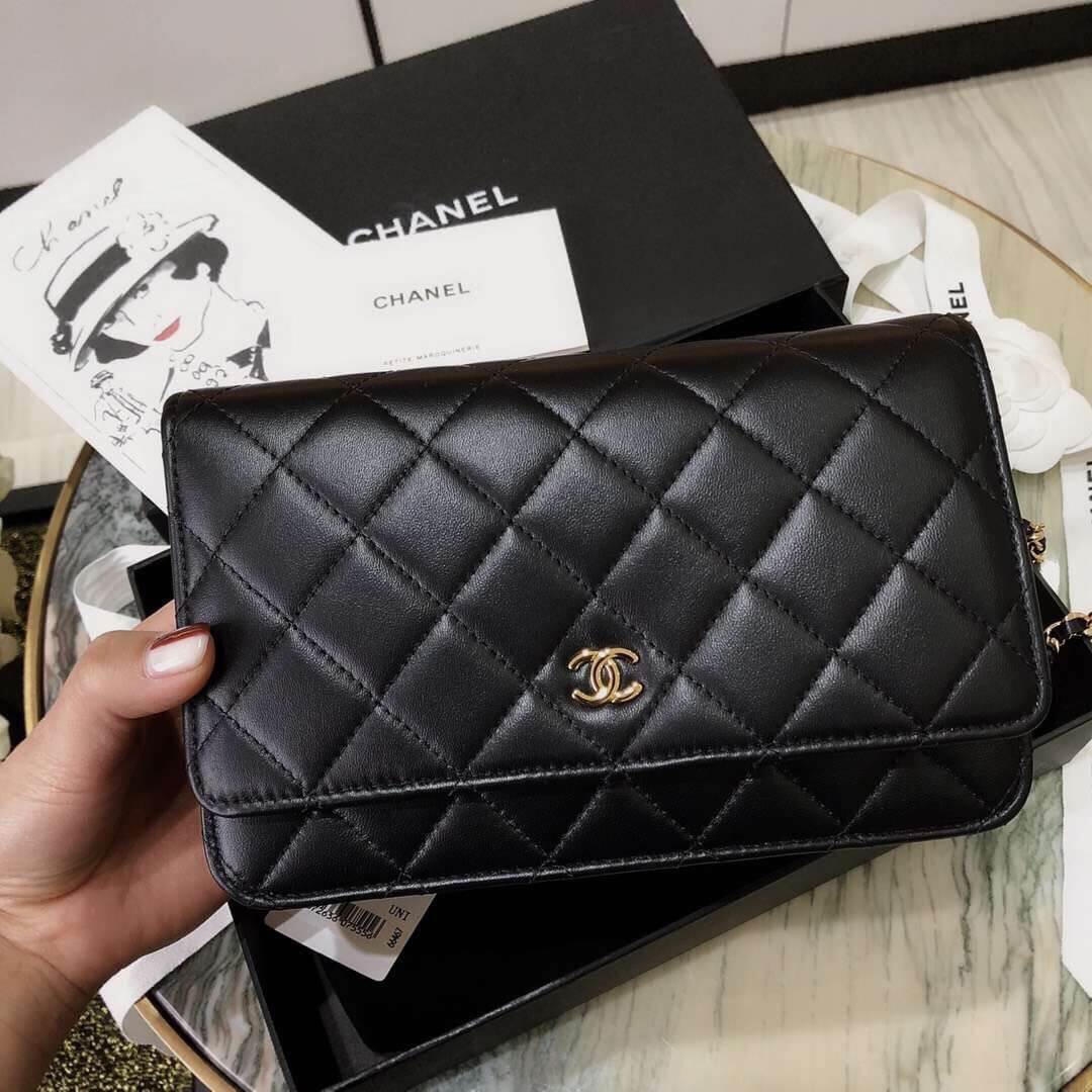 Túi Đeo Chéo Chanel Lambskin Wallet On Chain Bag Black 3