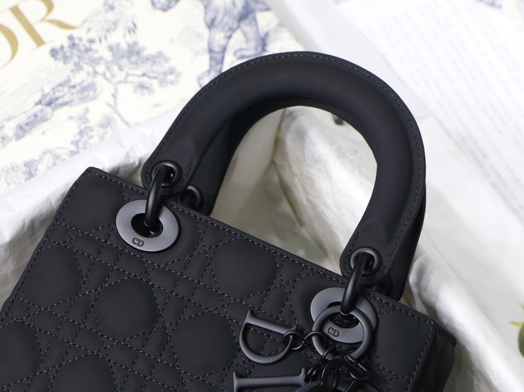Mini Lady Dior Bag Black Ultramatte Cannage Calfskin  DIOR SG