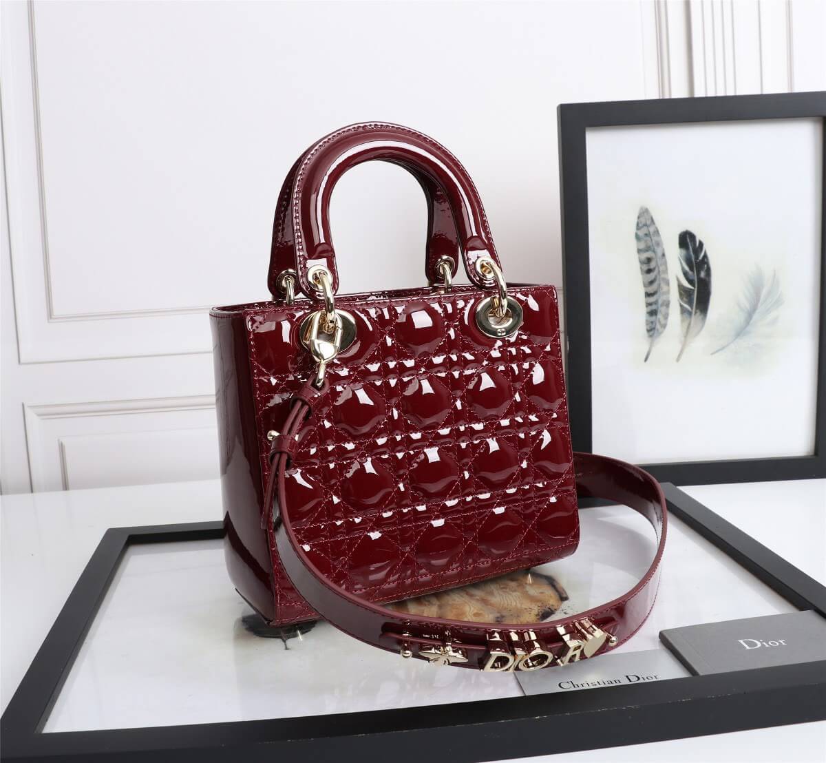 Medium Lady Dior Bag Cherry Red Cannage Lambskin  DIOR US